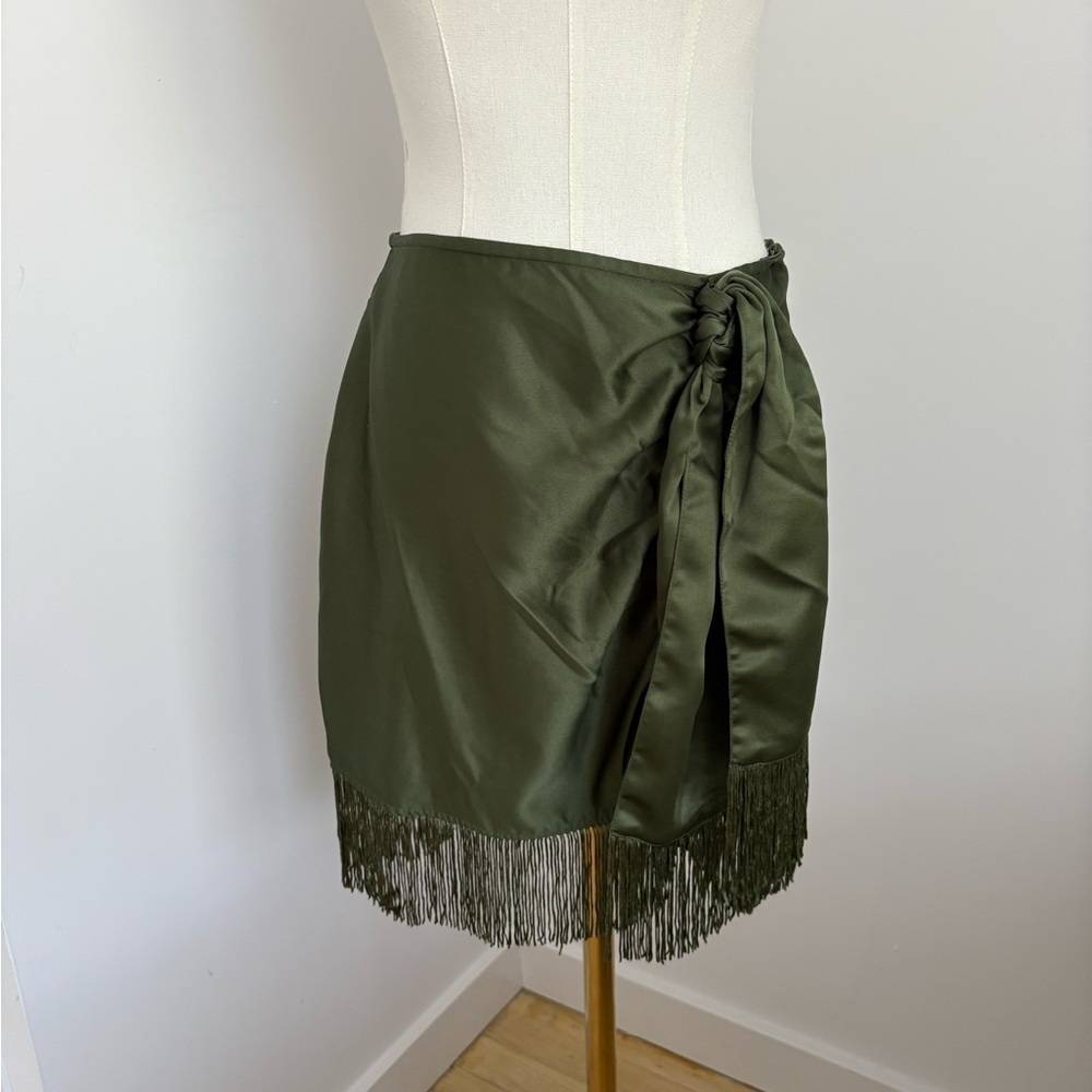 ASOS Green Mini Wrap Skirt with Tie Front